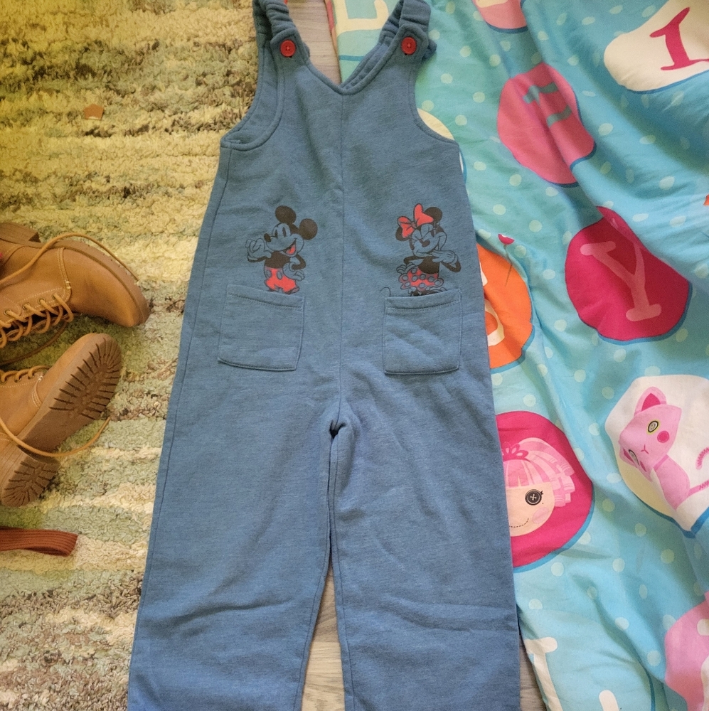 5T Blue Kids Overalls with Cartoon Characters